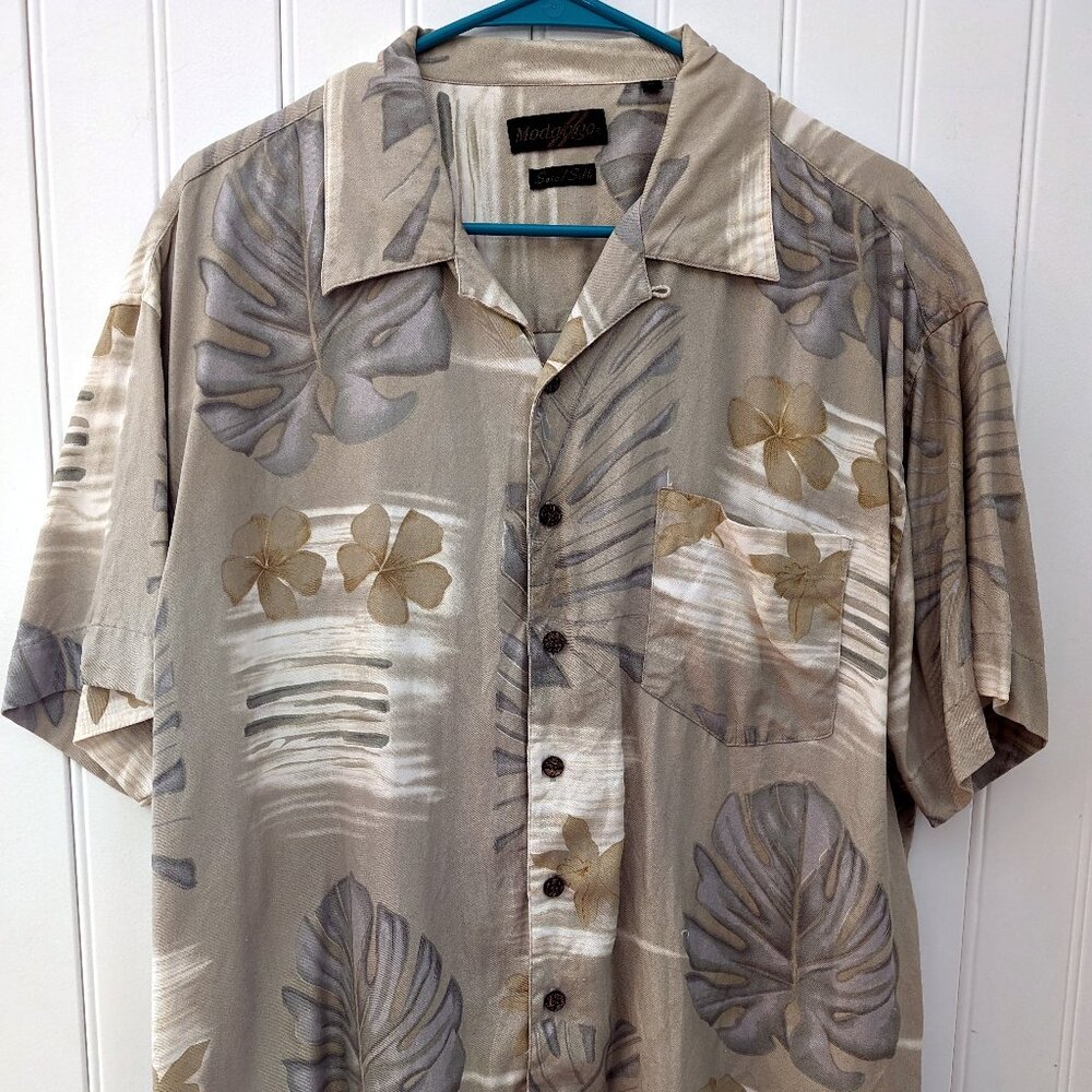 Vintage MONDANGO SILK Hawaiian Mens Short Sleeve